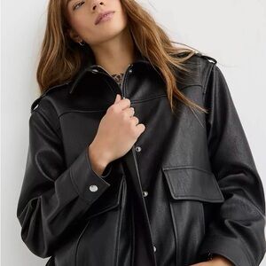 LOFT Rich Pebbled Faux Leather, oversized jacket
